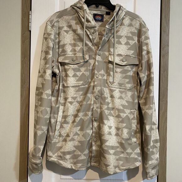 Aztec Pattern Mens Shaket Button Up Hoodie Size Small - Picture 1 of 7